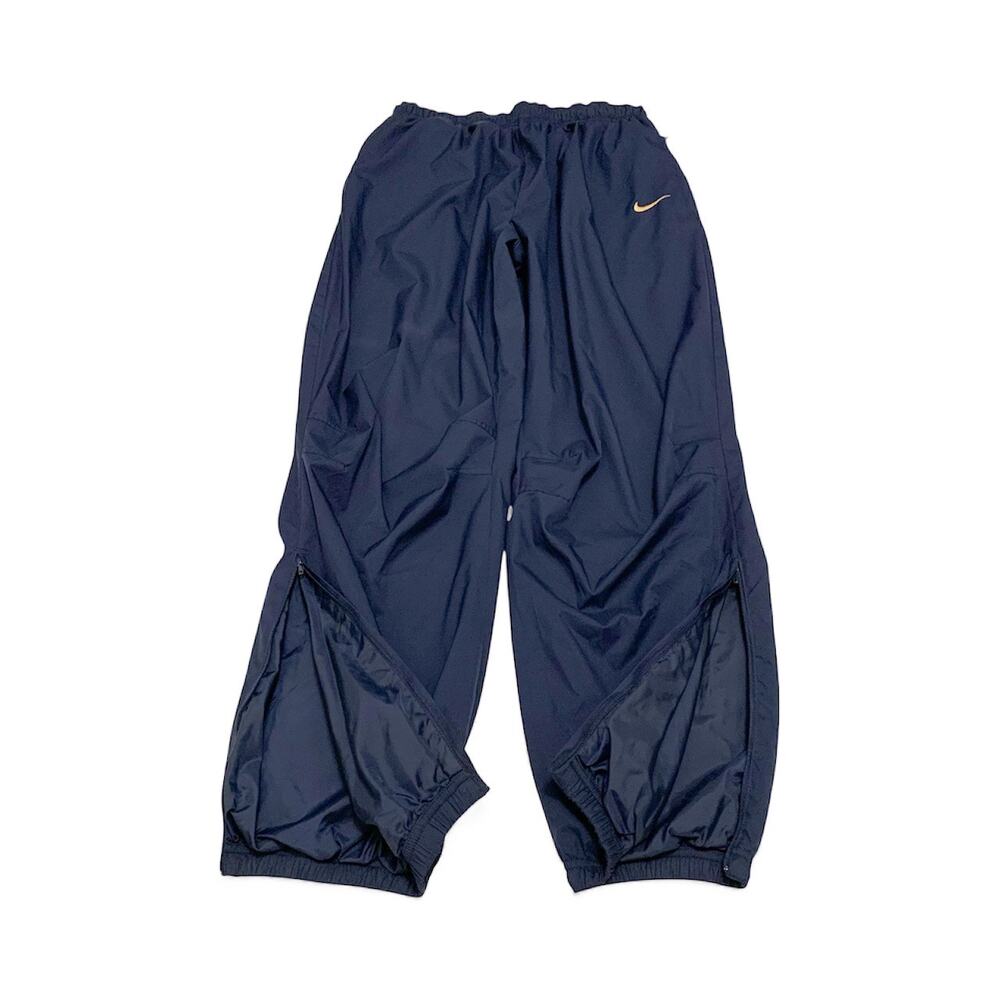 Nike 90s 2000s Vintage Basketball pants ankle zip navy embroidered swoosh Y2K XL